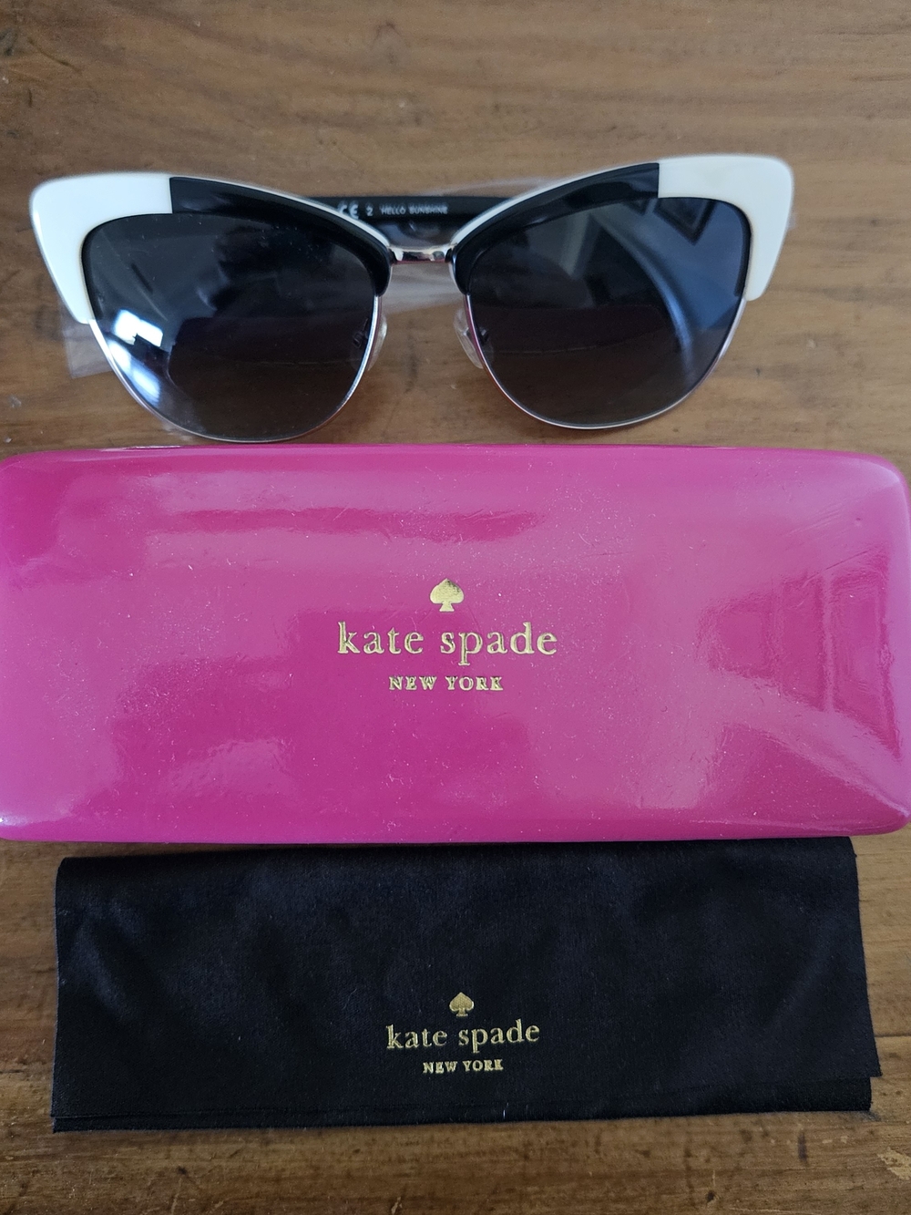 kate spade Two-Tone Cat Eye Sunglasses in Black and White